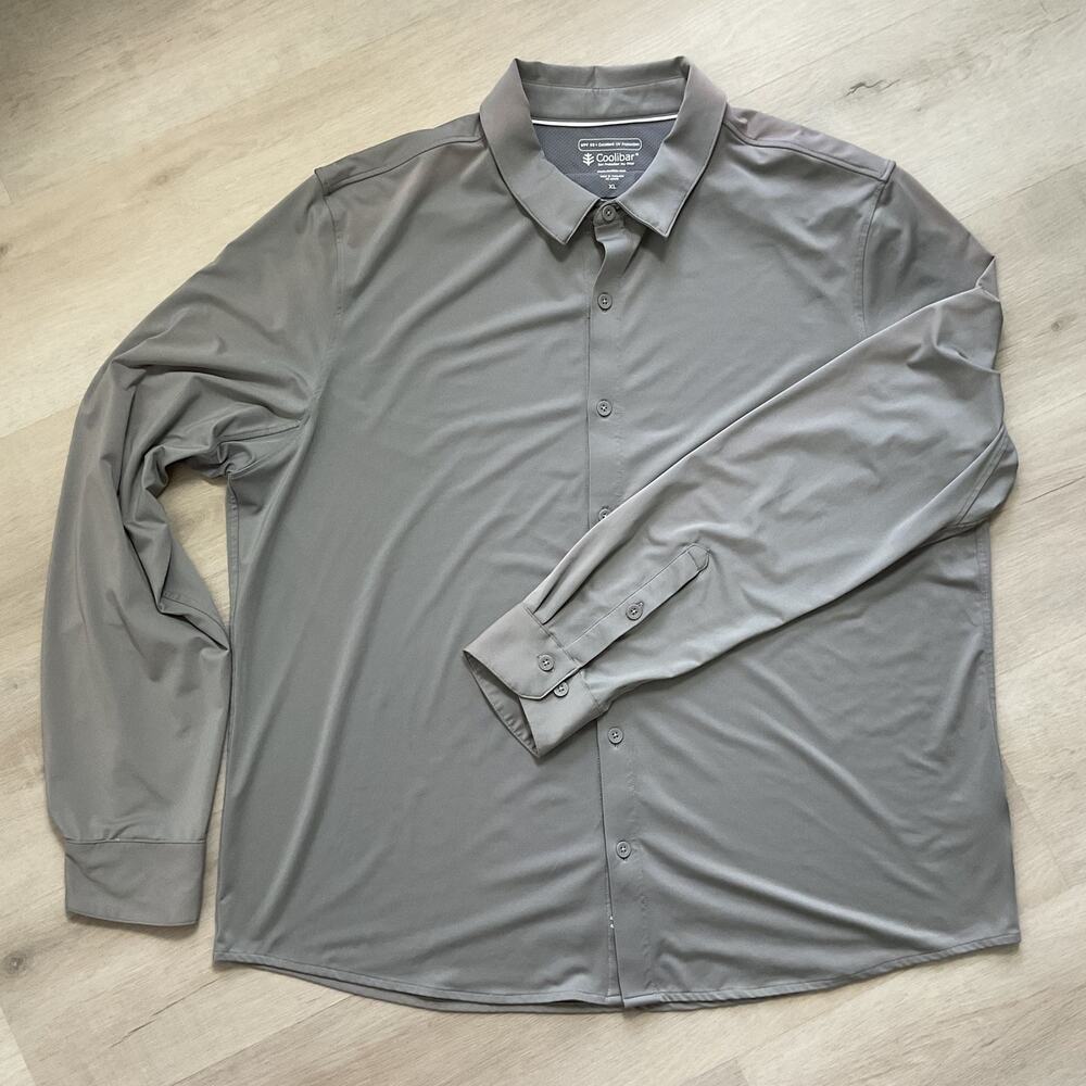 Coolibar UPF UV Protective Button Up Shirt for men Grey XL